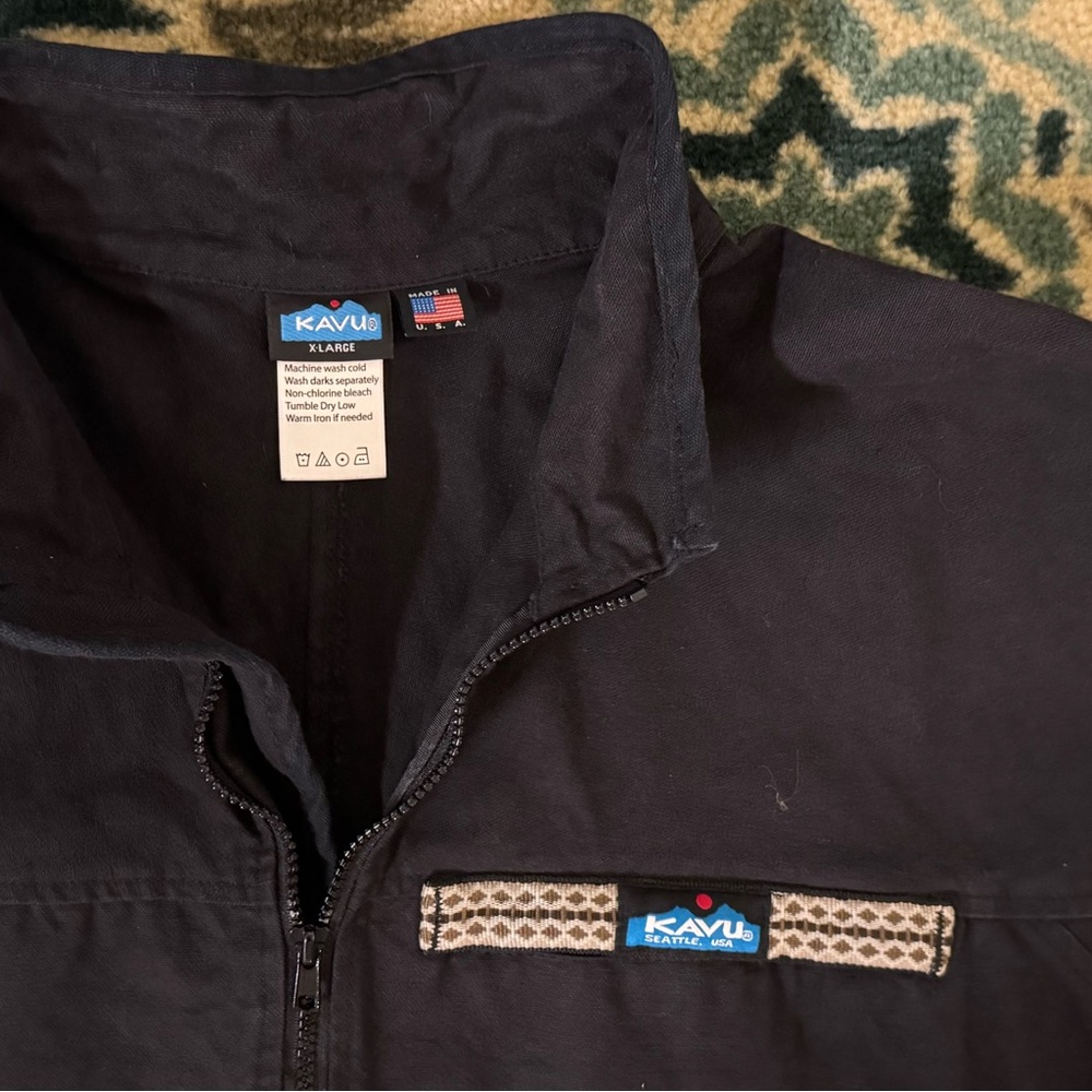 Kavu Throwshirt Black HZ Heavy Cotton Canvas Half Zip Jacket MADE IN USA Men XL